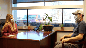 Megan Lloyd of Wachter Warriors committee meets with Denver Renfro of Sleep in Heavenly Peace